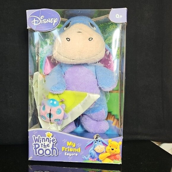 Disney Babies Eeyore Plush Terry Satin Trim Lovey Blanket Vtg Winnie The Pooh